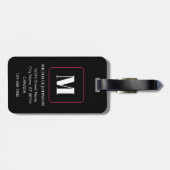 Rosa Blume mit Monogramm Gepäckanhänger (Rückseite horizontal)