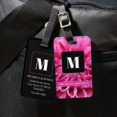 Rosa Blume mit Monogramm Gepäckanhänger