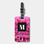 Rosa Blume mit Monogramm Gepäckanhänger (Vorderseite vertikal)