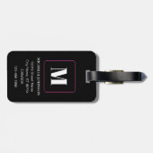 Rosa Blume mit Monogramm Gepäckanhänger (Rückseite horizontal)