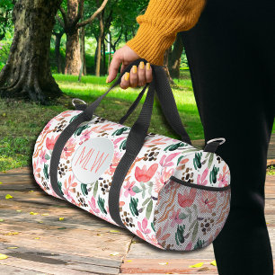 Rosa Blume Mit Monogramm Klein Duffle Bag