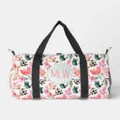 Rosa Blume Mit Monogramm Klein Duffle Bag (Vorderseite)