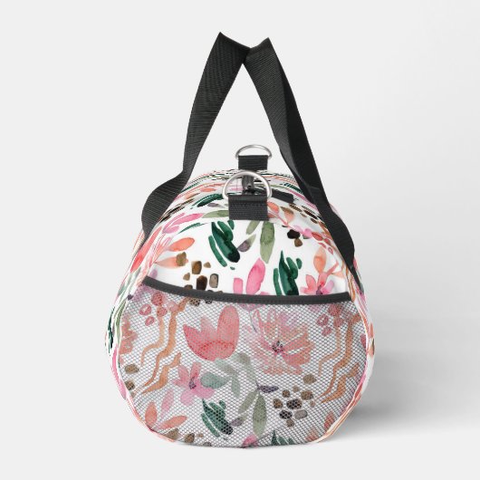 Rosa Blume Mit Monogramm Klein Duffle Bag (Rechts)