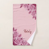 Rosa Blume mit Namen Badhandtuch Set (Handtuch)