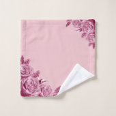Rosa Blume mit Namen Badhandtuch Set (Waschlappen)