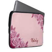 Rosa Blume mit Namen Laptopschutzhülle (Vorne Rechts)