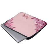 Rosa Blume mit Namen Laptopschutzhülle (Vorne Knopf)