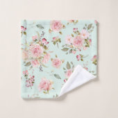 Rosa Blume mit rosa Wasserfarbe Muster Badhandtuch Set (Waschlappen)