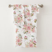 Rosa Blume mit rosa Wasserfarbe Muster Badhandtuch Set (Insitu)
