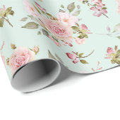 Rosa Blume mit rosa Wasserfarbe Muster Geschenkpapier (Rolleneckpunkt)