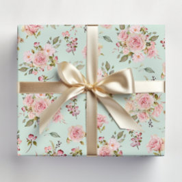Rosa Blume mit rosa Wasserfarbe Muster Geschenkpapier Set
