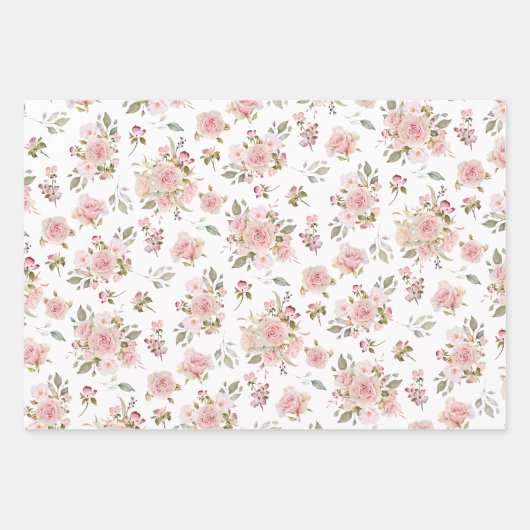 Rosa Blume mit rosa Wasserfarbe Muster Geschenkpapier Set (Vorderseite 3)