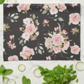 Rosa Blume mit rosa Wasserfarbe Muster Geschirrtuch (Gefaltet)