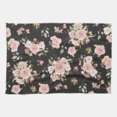 Rosa Blume mit rosa Wasserfarbe Muster Geschirrtuch (Horizontal)