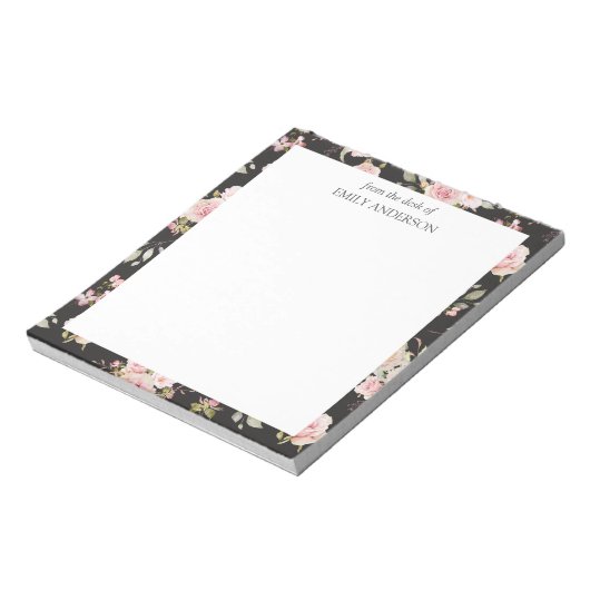 Rosa Blume mit rosa Wasserfarbe Muster Notizblock (Rotiert)