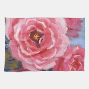 Rosa Blume mit Text Geschirrtuch