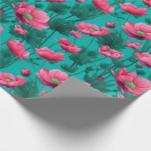 Rosa Blume mit türkisfarbenem Hintergrund Geschenkpapier (Ecke)