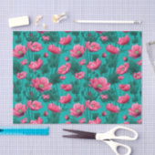 Rosa Blume mit türkisfarbenem Hintergrund Seidenpapier (Handwerk)
