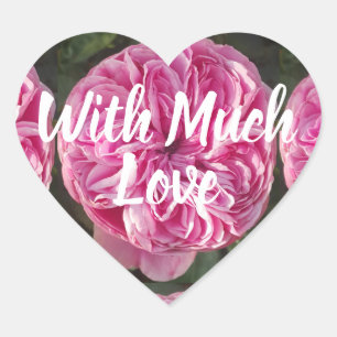 Rosa Blume mit Vintager Rose mit Liebe Herz-Aufkleber