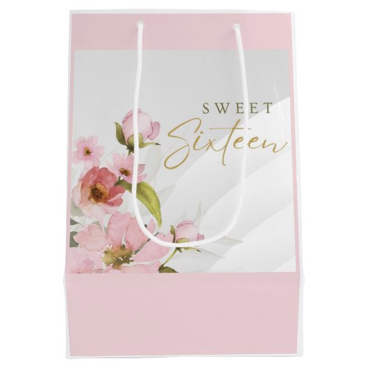 rosa Blume Mittlere Geschenktüte (Rückseite)