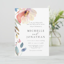 Rosa Blume Moderne Christliche Hochzeit Einladung