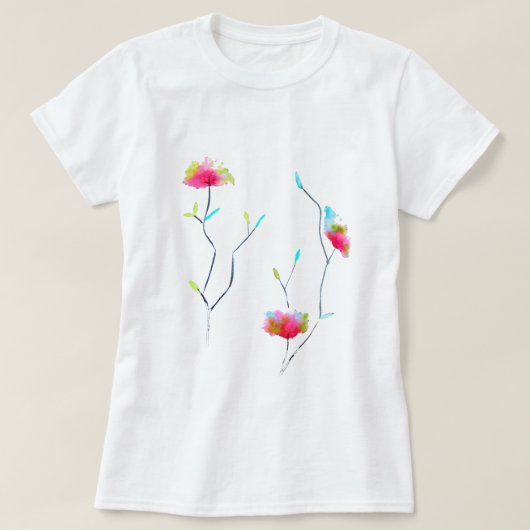 Rosa Blume Moderne, einfache japanische inspiriert T-Shirt (Design vorne)