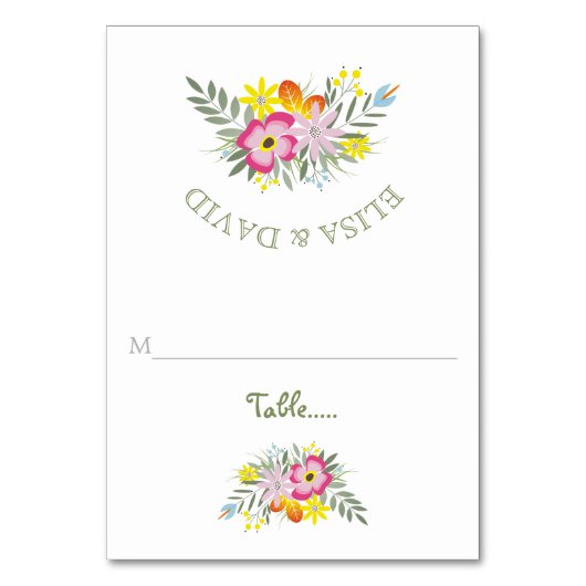 Rosa Blume Moderne Hochzeitskarte Tischnummer (Vorderseite)