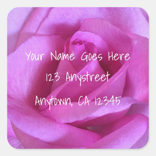 Rosa Blume Moderne Rücksendeadresse Quadratischer Aufkleber (Vorderseite)