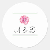 Rosa Blume Monogram, Klassischer Rundsticker Runder Aufkleber (Vorderseite)
