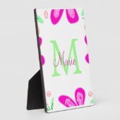 Rosa Blume Monogramm mit dem Buchstaben Grün Fotoplatte (Seite)