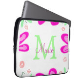 Rosa Blume Monogramm mit dem Buchstaben Grün Laptopschutzhülle (Vorne Rechts)