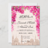 Rosa Blume Moschee Hochzeit Einladung (Vorderseite)