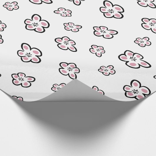 Rosa Blume-Motif-Packpapier Geschenkpapier (Ecke)