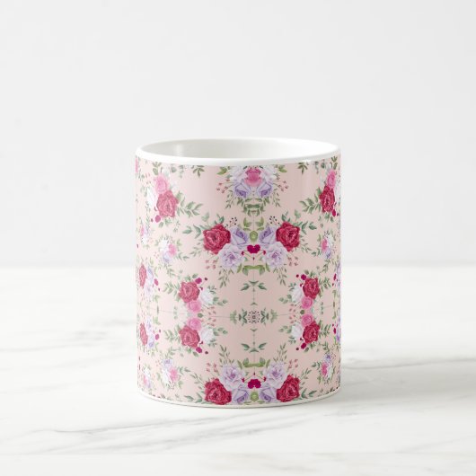 Rosa Blume Muster Art Kaffeetasse (Mittel)