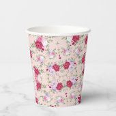 Rosa Blume Muster Art Pappbecher (Rückseite)