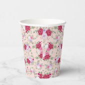 Rosa Blume Muster Art Pappbecher (Rechts)