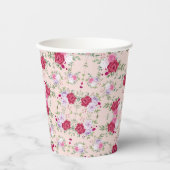 Rosa Blume Muster Art Pappbecher (Vorderseite)