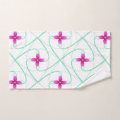 rosa Blume Muster Badhandtuch Set (Handtuch)