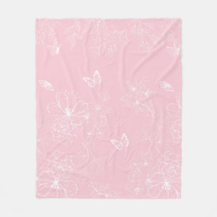 Rosa Blume Muster, Blumenmuster, Muster, Minimalis Fleecedecke