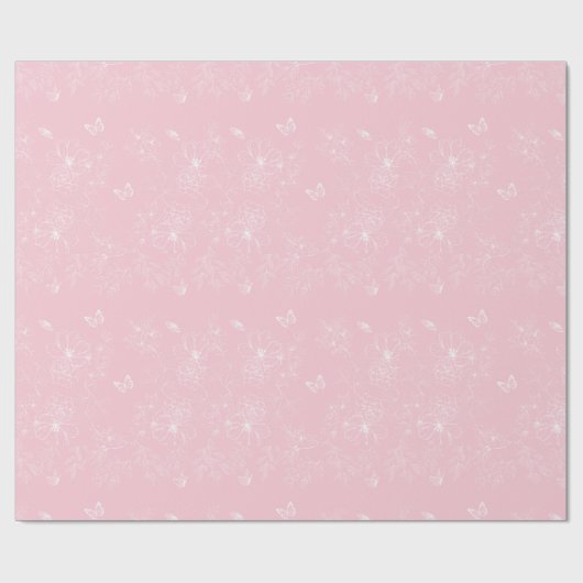 Rosa Blume Muster, Blumenmuster, Muster, Minimalis Geschenkpapier (Flach)