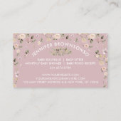 Rosa Blume Muster Botanisches Baby Sitter Visitenkarte (Rückseite)