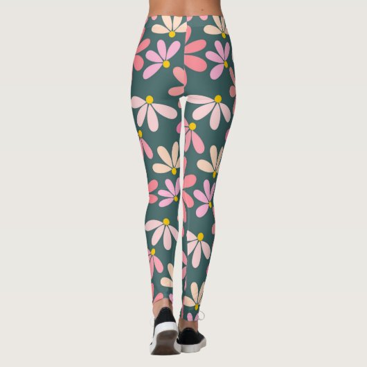 Rosa Blume Muster Leggings (Rückseite)