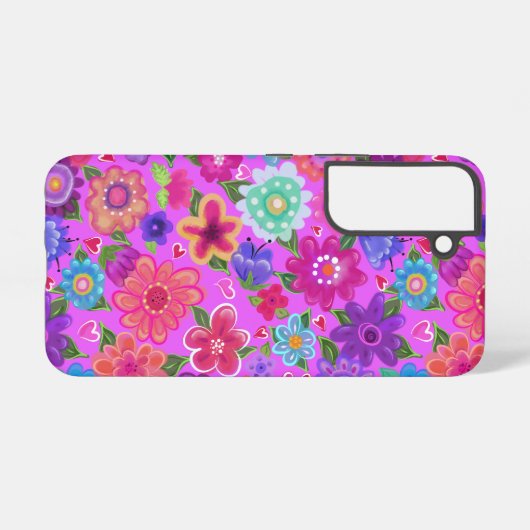 rosa Blume Muster Samsung Galaxy Hülle (Rückseite (Horizontal))