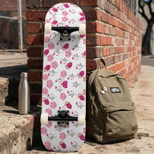 rosa Blume Muster Skateboard