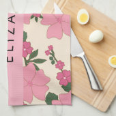 Rosa Blume, Muster von Blume, Ihr Name Geschirrtuch (Viertel Falte)