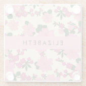 Rosa Blume, Muster von Blume, Ihr Name Glasuntersetzer (Rückseite)