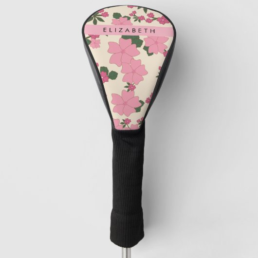 Rosa Blume, Muster von Blume, Ihr Name Golf Headcover (Vorderseite)