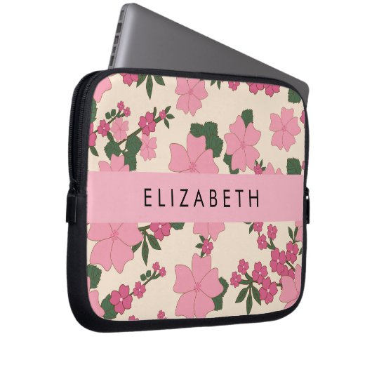 Rosa Blume, Muster von Blume, Ihr Name Laptopschutzhülle (Vorne Rechts)