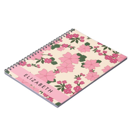 Rosa Blume, Muster von Blume, Ihr Name Notizblock (Linke Seite)