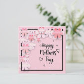 Rosa Blume Muttertag Feiertagskarte (Stehend Vorderseite)
